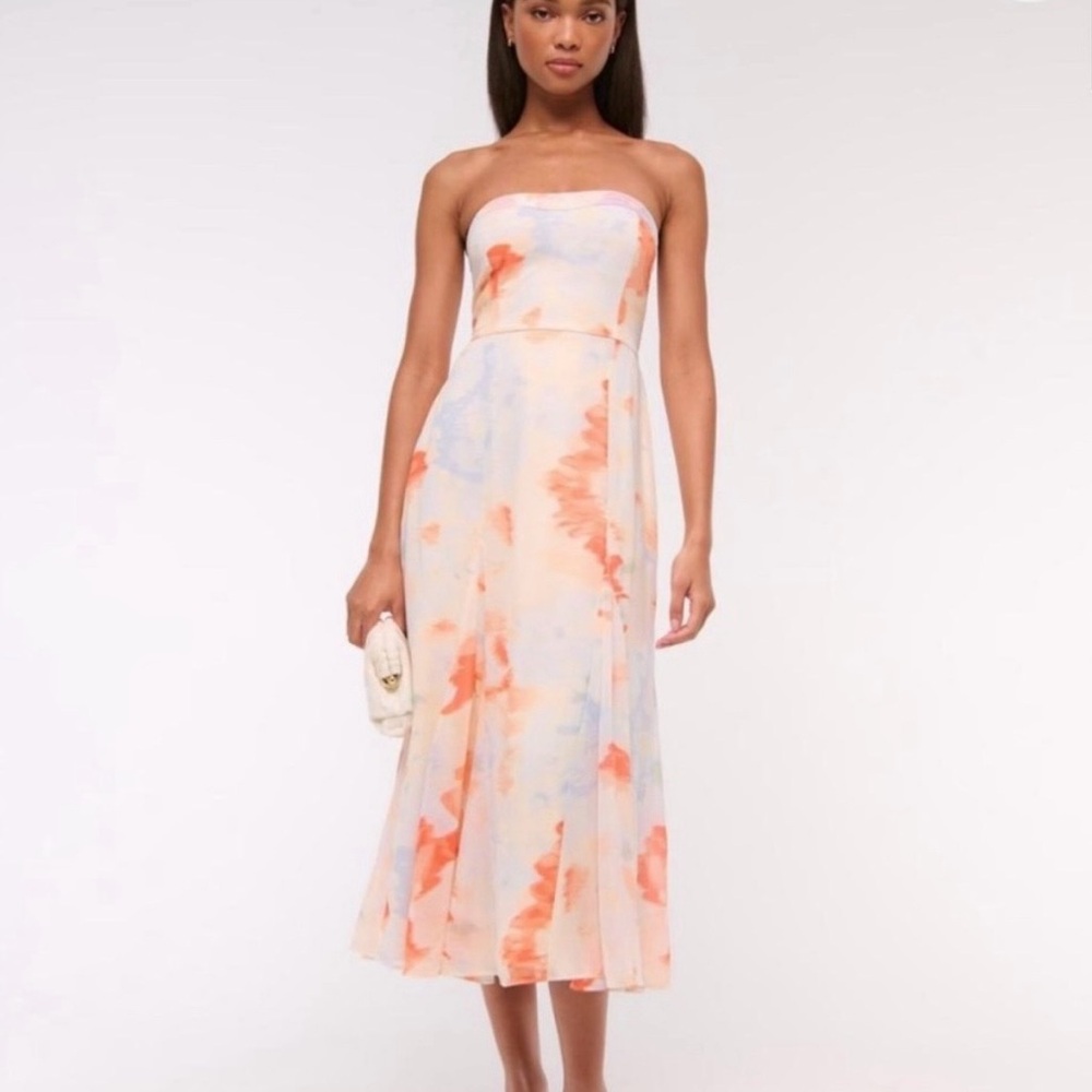 NWT Abercrombie Camille Strapless Godet Midi Dress Small